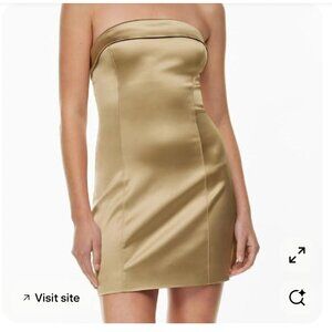 aritzia ten Shimmer Satin Tube Dress - gold - 6